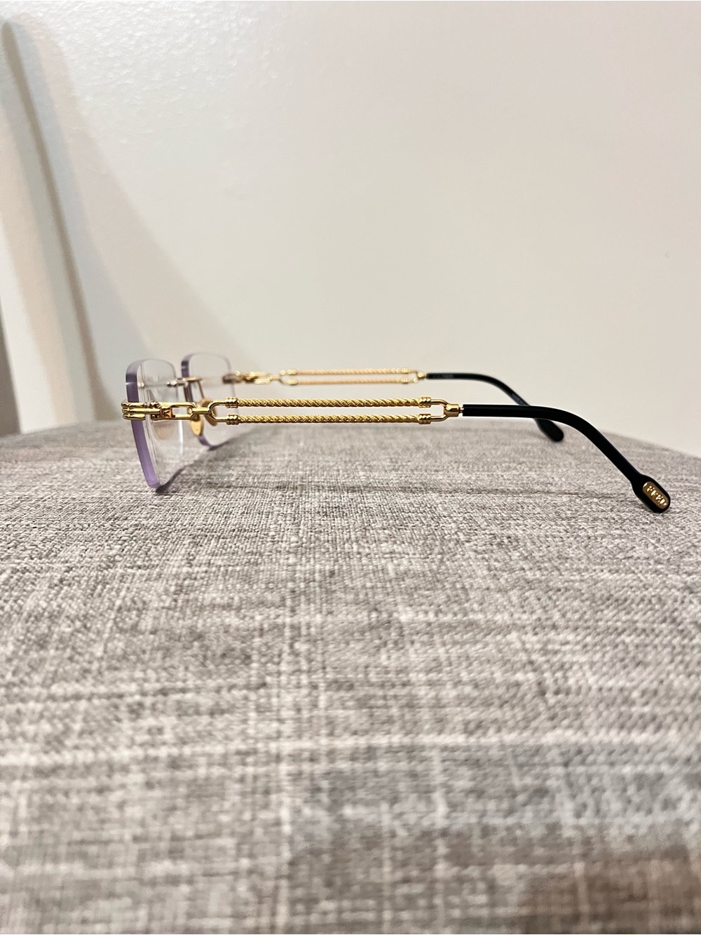 Fred Gold Rimless Men's Glasses - Picture 3 of 7